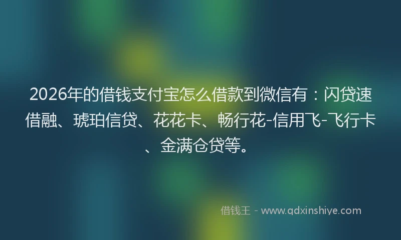2026年的借钱支付宝怎么借款到微信有:闪贷速借融、琥珀信贷、花花卡、畅行花-信用飞-飞行卡、金满仓贷等。