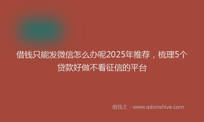 借钱只能发微信怎么办呢2025年推荐，梳理5个贷款好做不看征信的平台