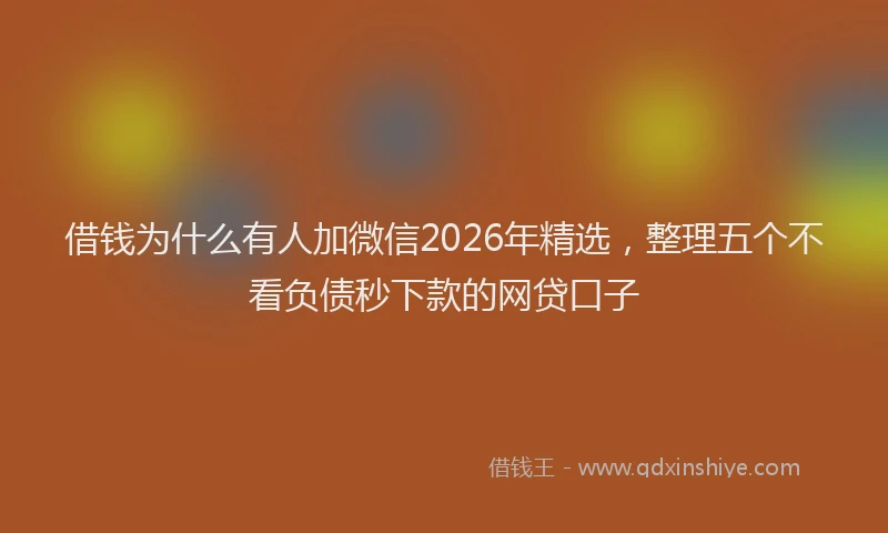 借钱为什么有人加微信2026年精选，整理五个不看负债秒下款的网贷口子