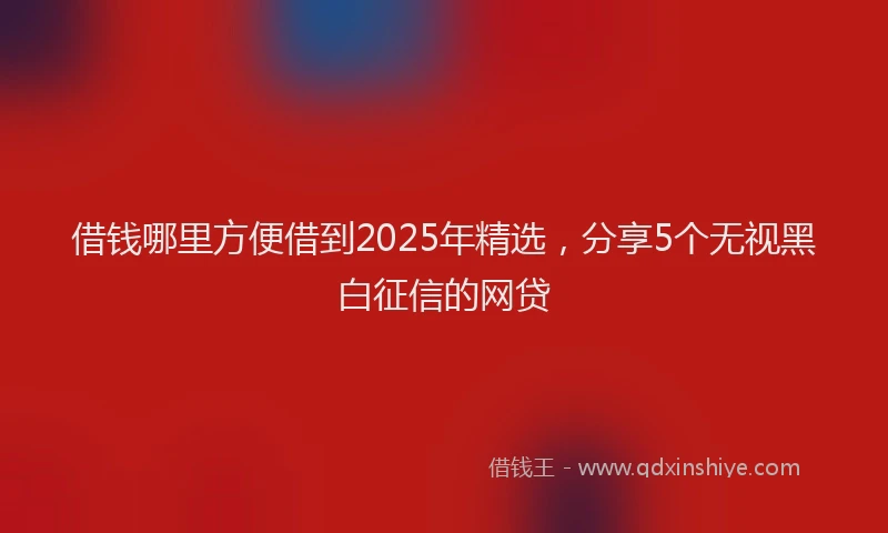 借钱哪里方便借到2025年精选,分享5个无视黑白征信的网贷