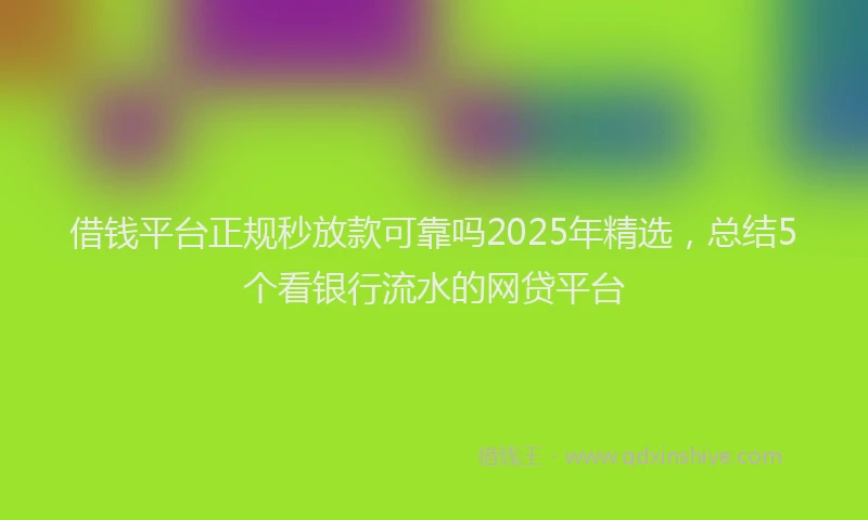 借钱平台正规秒放款可靠吗2025年精选，总结5个看银行流水的网贷平台