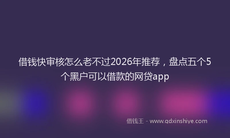 借钱快审核怎么老不过2026年推荐，盘点五个5个黑户可以借款的网贷app