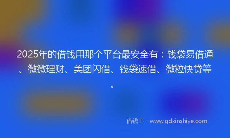 2025年的借钱用那个平台最安全有：钱袋易借通、微微理财、美团闪借、钱袋速借、微粒快贷等。