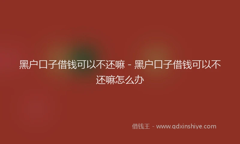 黑户口子借钱可以不还嘛 - 黑户口子借钱可以不还嘛怎么办