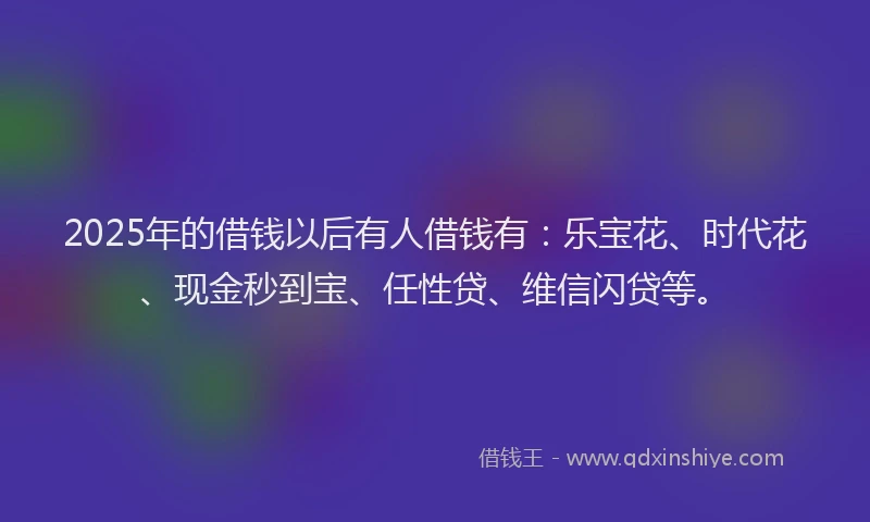 2025年的借钱以后有人借钱有：乐宝花、时代花、现金秒到宝、任性贷、维信闪贷等。