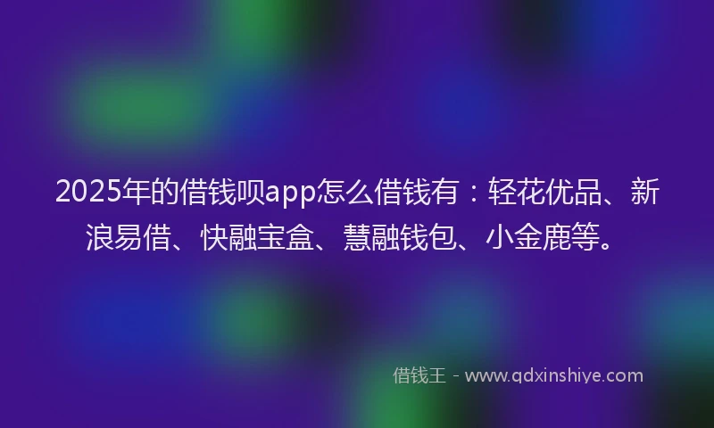 2025年的借钱呗app怎么借钱有：轻花优品、新浪易借、快融宝盒、慧融钱包、小金鹿等。