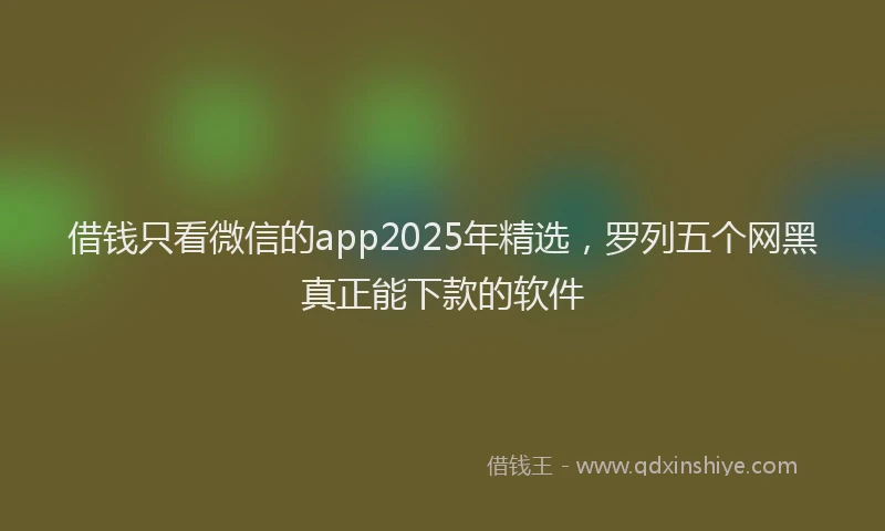 借钱只看微信的app2025年精选，罗列五个网黑真正能下款的软件