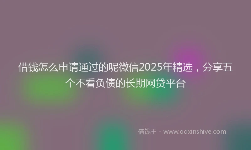 借钱怎么申请通过的呢微信2025年精选，分享五个不看负债的长期网贷平台