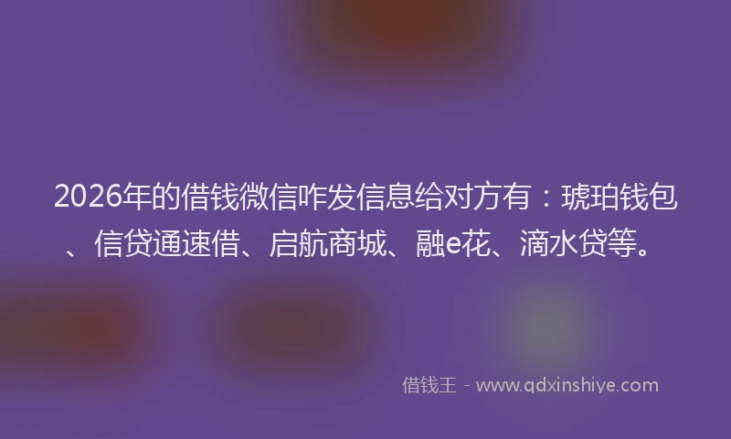 2026年的借钱微信咋发信息给对方有：琥珀钱包、信贷通速借、启航商城、融e花、滴水贷等。