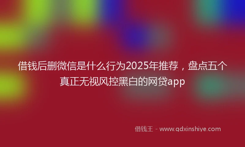 借钱后删微信是什么行为2025年推荐，盘点五个真正无视风控黑白的网贷app