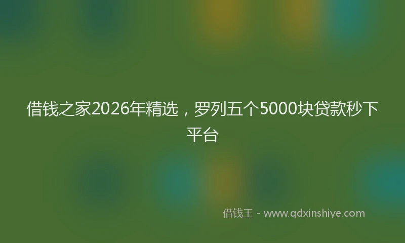 借钱之家2026年精选，罗列五个5000块贷款秒下平台