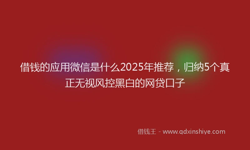 借钱的应用微信是什么2025年推荐，归纳5个真正无视风控黑白的网贷口子