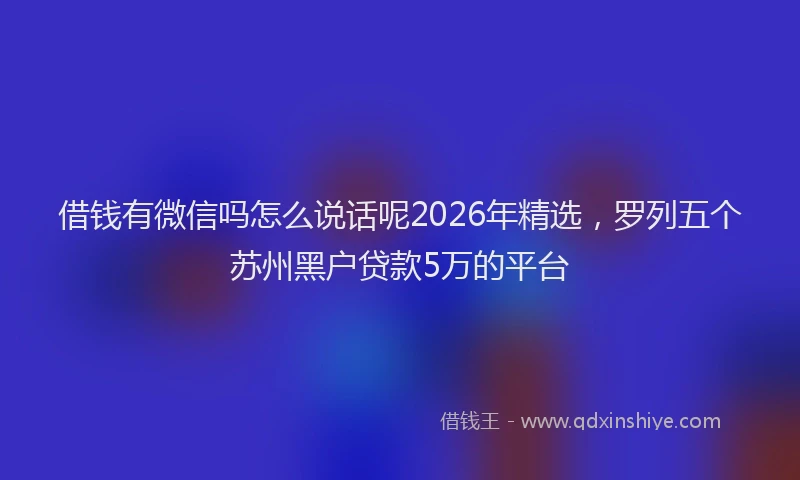 借钱有微信吗怎么说话呢2026年精选，罗列五个苏州黑户贷款5万的平台