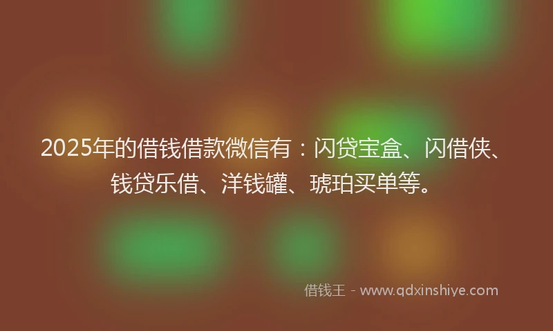 2025年的借钱借款微信有：闪贷宝盒、闪借侠、钱贷乐借、洋钱罐、琥珀买单等。