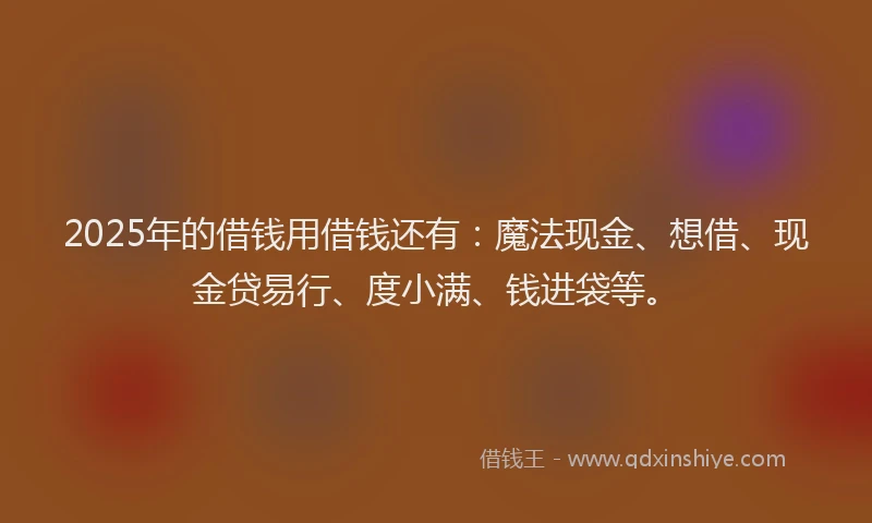 2025年的借钱用借钱还有：魔法现金、想借、现金贷易行、度小满、钱进袋等。