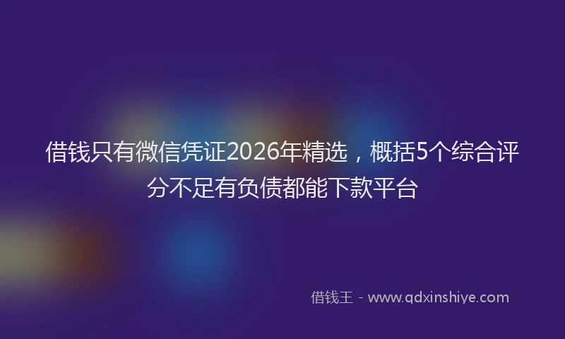 借钱只有微信凭证2026年精选，概括5个综合评分不足有负债都能下款平台