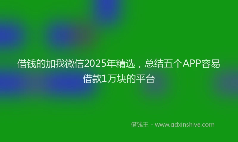 借钱的加我微信2025年精选，总结五个APP容易借款1万块的平台