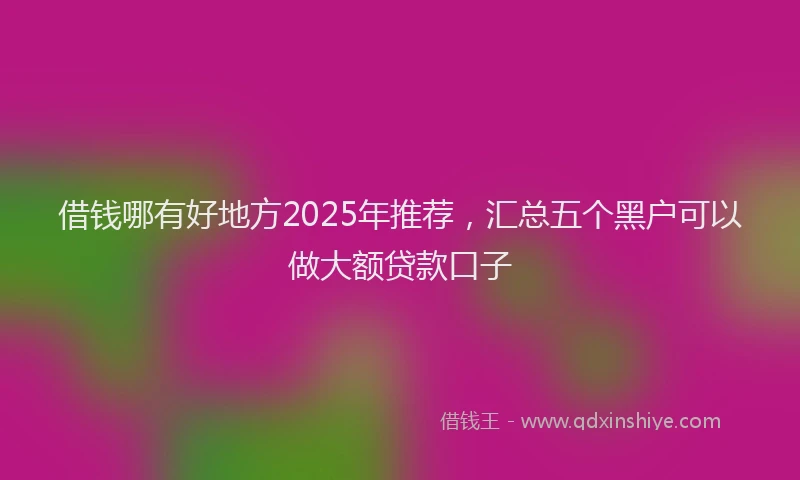 借钱哪有好地方2025年推荐，汇总五个黑户可以做大额贷款口子