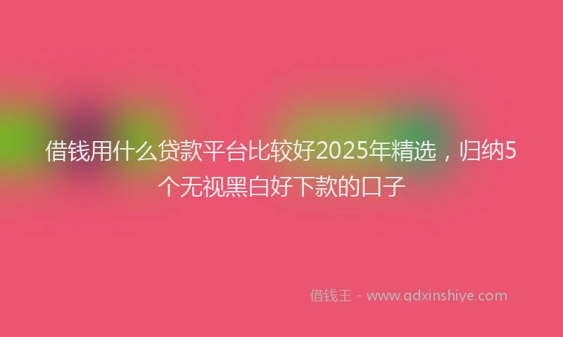 借钱用什么贷款平台比较好2025年精选，归纳5个无视黑白好下款的口子