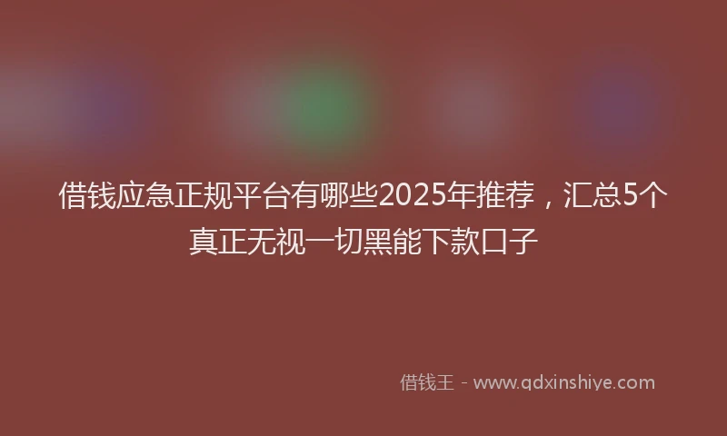 借钱应急正规平台有哪些2025年推荐，汇总5个真正无视一切黑能下款口子