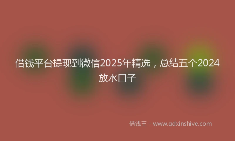 借钱平台提现到微信2025年精选，总结五个2024放水口子