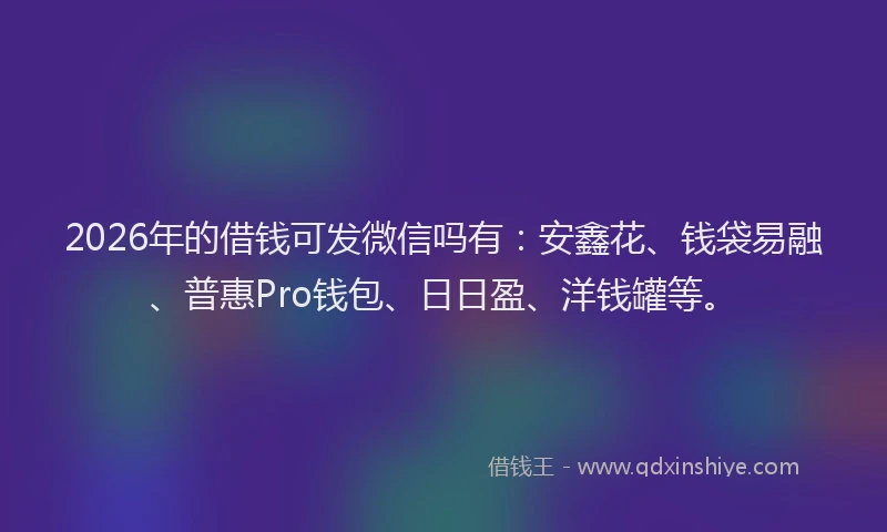 2026年的借钱可发微信吗有：安鑫花、钱袋易融、普惠Pro钱包、日日盈、洋钱罐等。