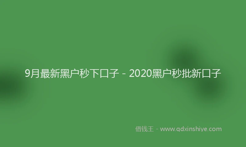 9月最新黑户秒下口子 - 2020黑户秒批新口子