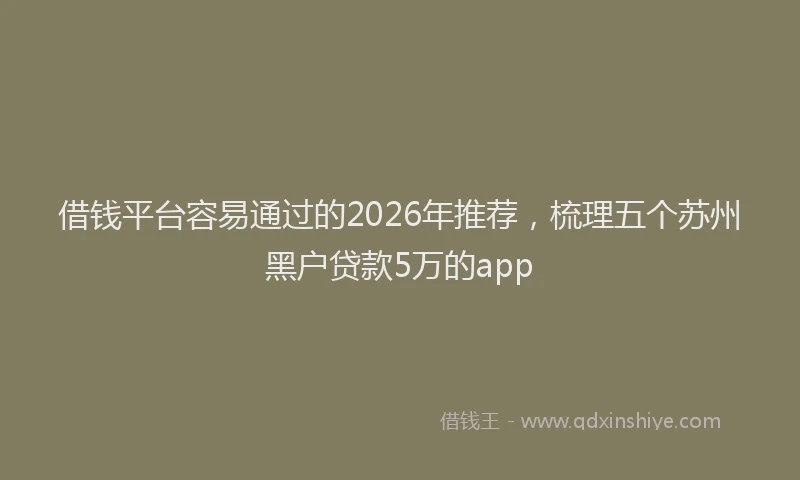 借钱平台容易通过的2026年推荐，梳理五个苏州黑户贷款5万的app