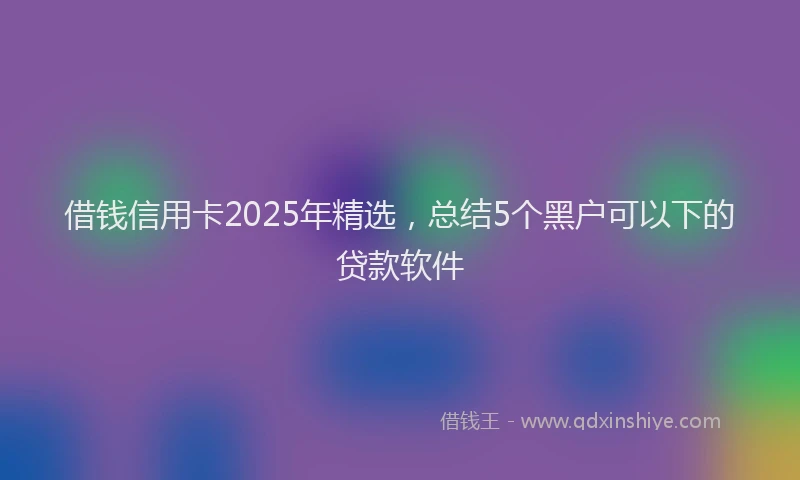 借钱信用卡2025年精选，总结5个黑户可以下的贷款软件