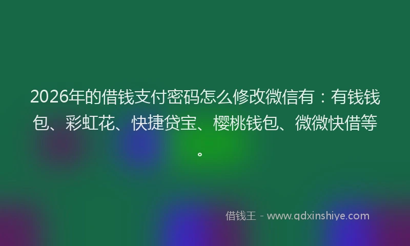 2026年的借钱支付密码怎么修改微信有：有钱钱包、彩虹花、快捷贷宝、樱桃钱包、微微快借等。
