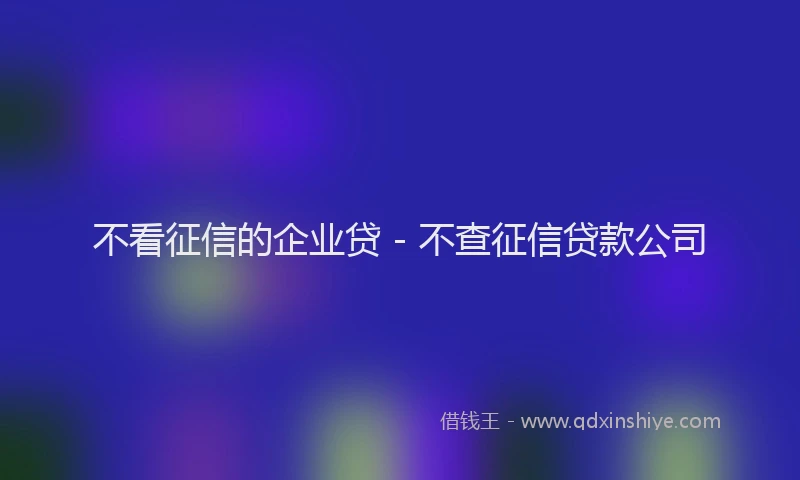 不看征信的企业贷 - 不查征信贷款公司