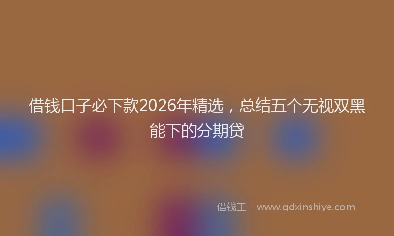 借钱口子必下款2026年精选,总结五个无视双黑能下的分期贷