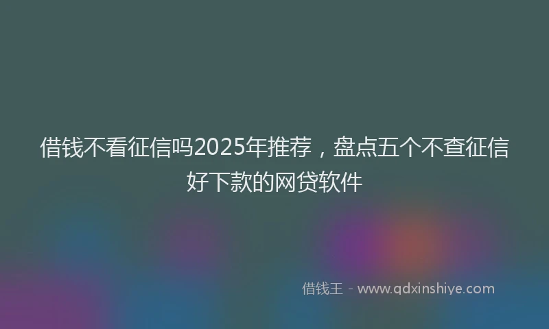 借钱不看征信吗2025年推荐，盘点五个不查征信好下款的网贷软件