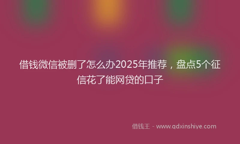 借钱微信被删了怎么办2025年推荐，盘点5个征信花了能网贷的口子