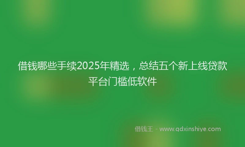 借钱哪些手续2025年精选，总结五个新上线贷款平台门槛低软件