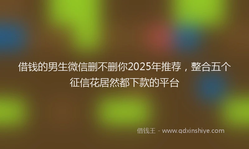 借钱的男生微信删不删你2025年推荐，整合五个征信花居然都下款的平台