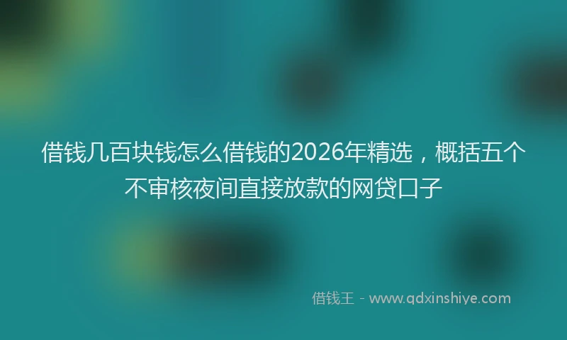 借钱几百块钱怎么借钱的2026年精选，概括五个不审核夜间直接放款的网贷口子