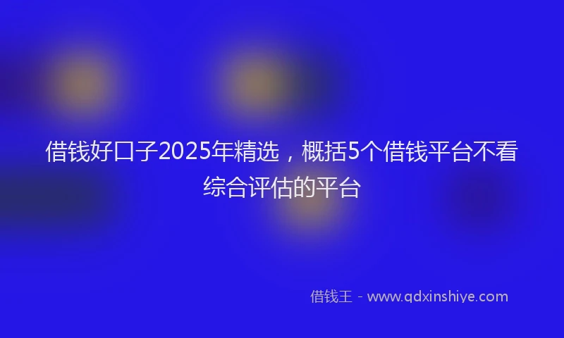 借钱好口子2025年精选，概括5个借钱平台不看综合评估的平台