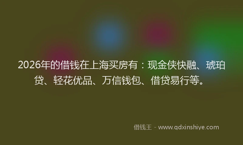 2026年的借钱在上海买房有：现金侠快融、琥珀贷、轻花优品、万信钱包、借贷易行等。