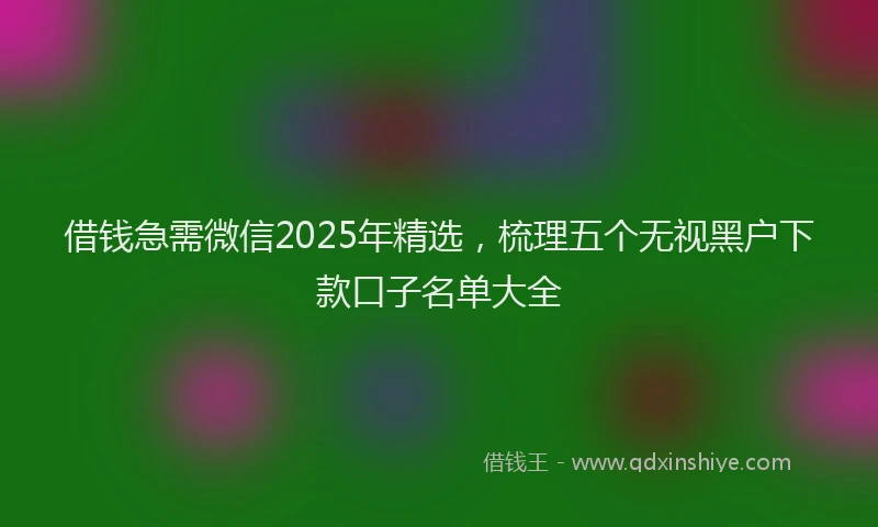 借钱急需微信2025年精选，梳理五个无视黑户下款口子名单大全