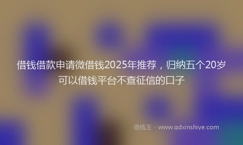 借钱借款申请微借钱2025年推荐，归纳五个20岁可以借钱平台不查征信的口子