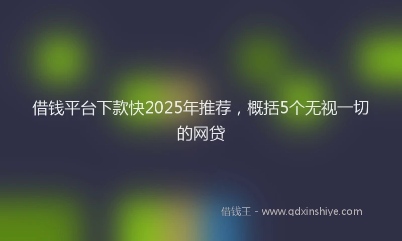 借钱平台下款快2025年推荐,概括5个无视一切的网贷