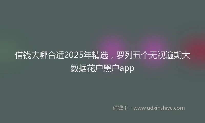借钱去哪合适2025年精选，罗列五个无视逾期大数据花户黑户app