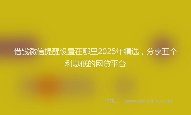 借钱微信提醒设置在哪里2025年精选，分享五个利息低的网贷平台