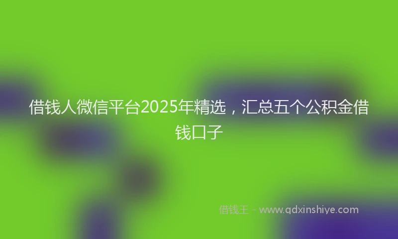 借钱人微信平台2025年精选,汇总五个公积金借钱口子
