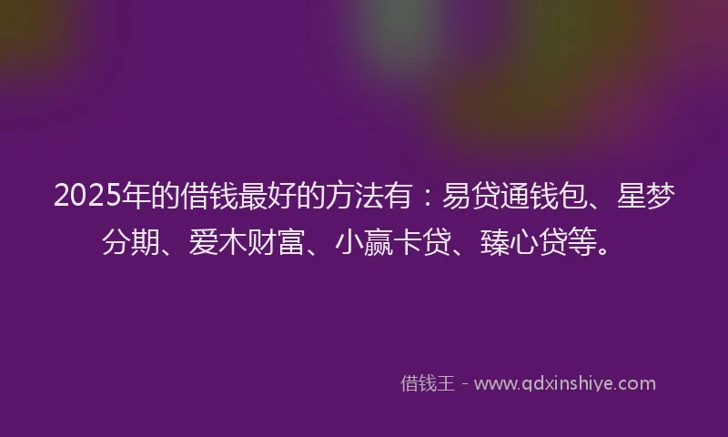 2025年的借钱最好的方法有：易贷通钱包、星梦分期、爱木财富、小赢卡贷、臻心贷等。