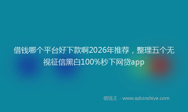 借钱哪个平台好下款啊2026年推荐，整理五个无视征信黑白100%秒下网贷app
