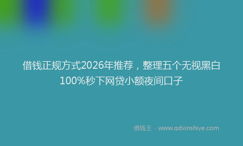 借钱正规方式2026年推荐，整理五个无视黑白100%秒下网贷小额夜间口子