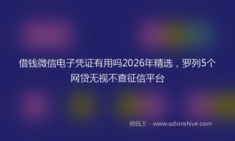 借钱微信电子凭证有用吗2026年精选，罗列5个网贷无视不查征信平台