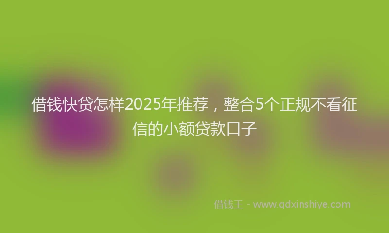 借钱快贷怎样2025年推荐,整合5个正规不看征信的小额贷款口子